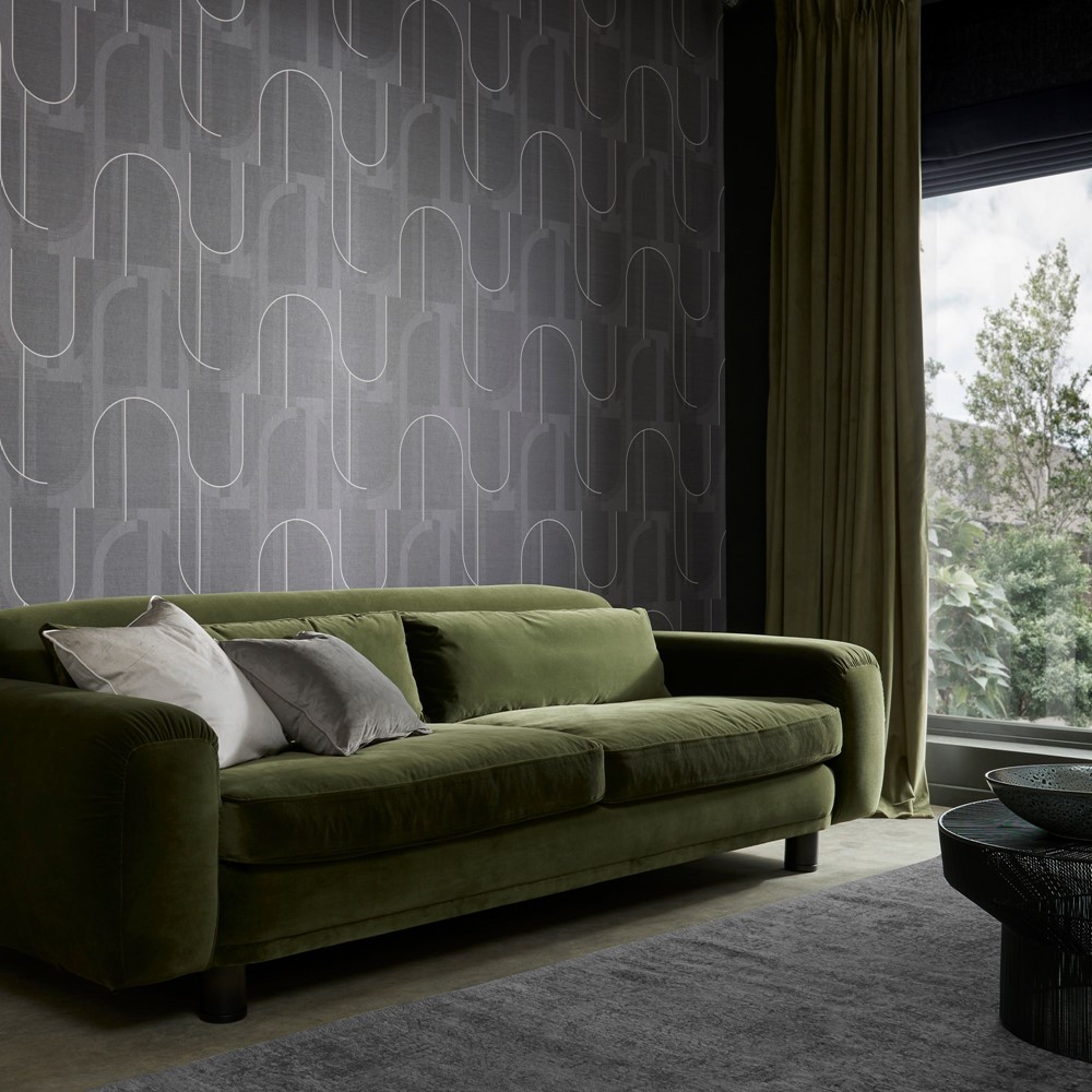 Marcia Geometric Wallpaper 118014 by Graham & Brown in Black